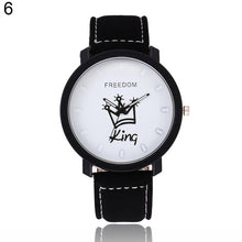 Load image into Gallery viewer, Couple Watch Queen King Crown Fuax Leather Quartz Analog Wrist Watches Chronograph 2018women men