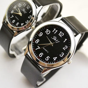 New fashion simplified Korean version genuine leather belt couple quartz watch male and female student digital women men clock