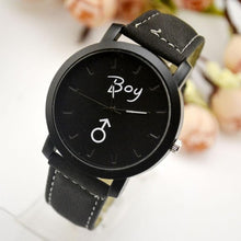 Load image into Gallery viewer, Good Boy Harajuku Korean Fashion lovers quzrtz watch Street Boys And Girls, My Love Belt Black And White Couple Wristwatch